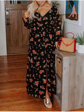 sugar lips Seas The Day Floral Maxi Dress Rose Print Cottagecore Size 2x